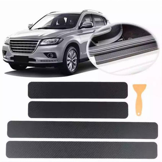 4PCS Car Stickers Universal Sill Scuff Anti Scratch Carbon Fiber Auto Car Door Sticker Decals AUTO Car Door Jamb Guard and Sill Protector Car Door Sill Plate Protectors Door Entry Guards Sill Scuff Cover Panel Step Protector Car Accessories
