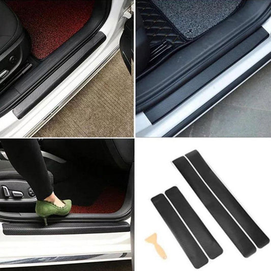 4PCS Car Stickers Universal Sill Scuff Anti Scratch Carbon Fiber Auto Car Door Sticker Decals AUTO Car Door Jamb Guard and Sill Protector Car Door Sill Plate Protectors Door Entry Guards Sill Scuff Cover Panel Step Protector Car Accessories