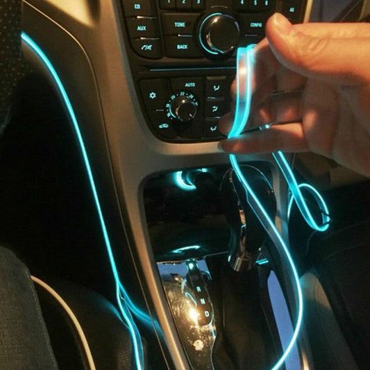 5m Car Interior Accessories Atmosphere Lamp EL Cold Light Line With USB Meters Car Interior Lighting Auto LED Strip Decorative Dashboard Console Wire Rope Auto Atmosphere Decorative Lamp Flexible Neon Light Auto LED Ambient Lights Multicolor Ambient Light